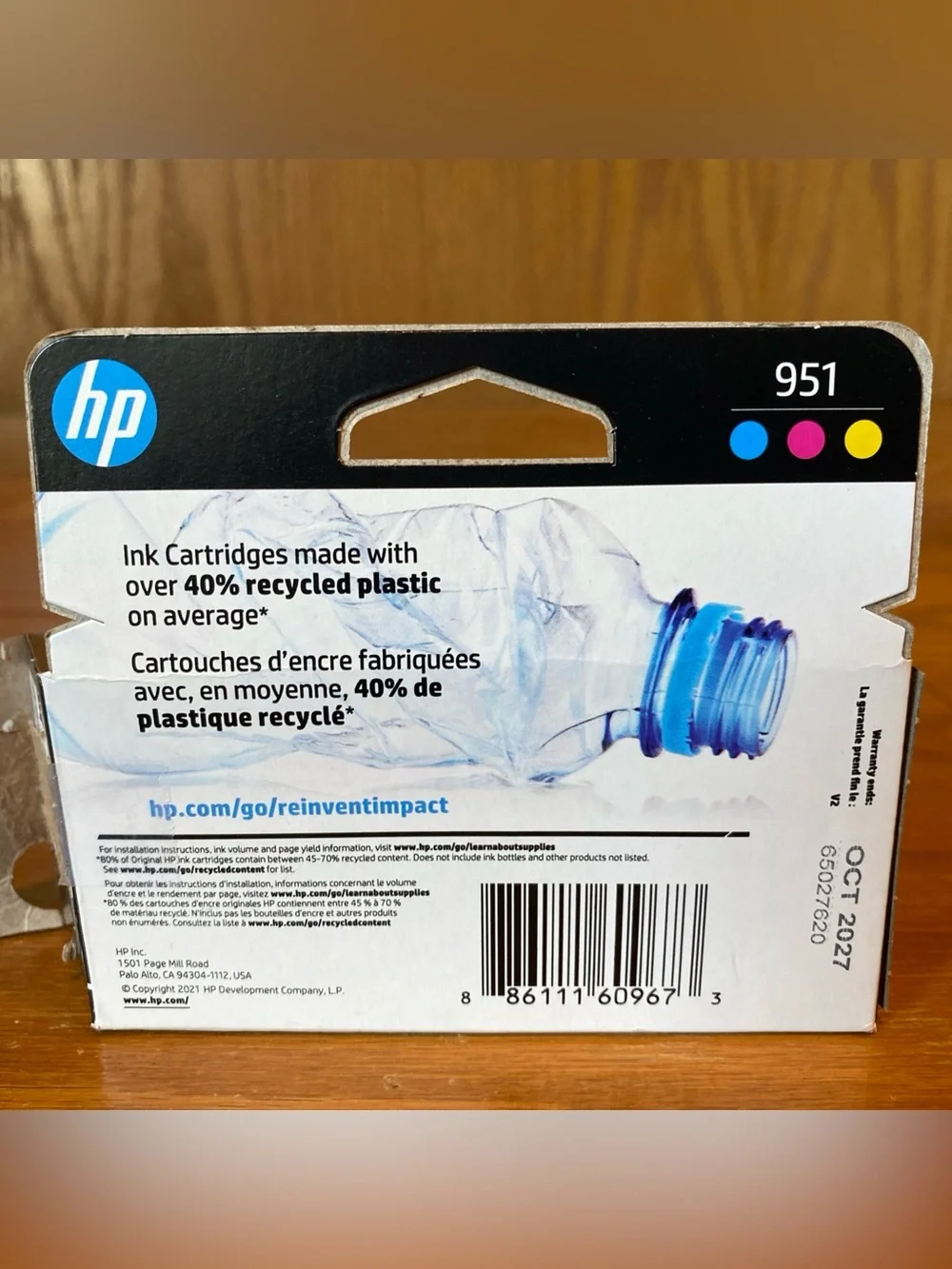 HP Genuine Original Ink 951 Cyan Magenta Yellow 3 Pack Open Box Exp 10/27